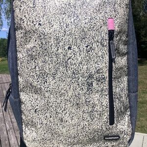 RAREFORM Benton Laptop Backpack Recycled Vinyl, Black Grey Pink